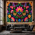 thumbnail image 6 of Layered Flower and Butterflies in a Mirrored Garden, Playful Folk Art for Nature Lovers, Floral Wall Art, Housewarming Gift, Tapestry Wall Hanging for Bedroom and Living Room, 6 of 7