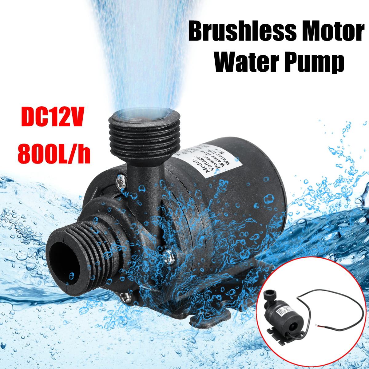 Water Pump Ultra Quiet DC 12V 32W Lift 7m 900L/H Brushless Motor Submersible