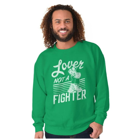 Popeye the Sailor Loves Not a Fighter Women Crewneck Sweatshirt Brisco Brands S