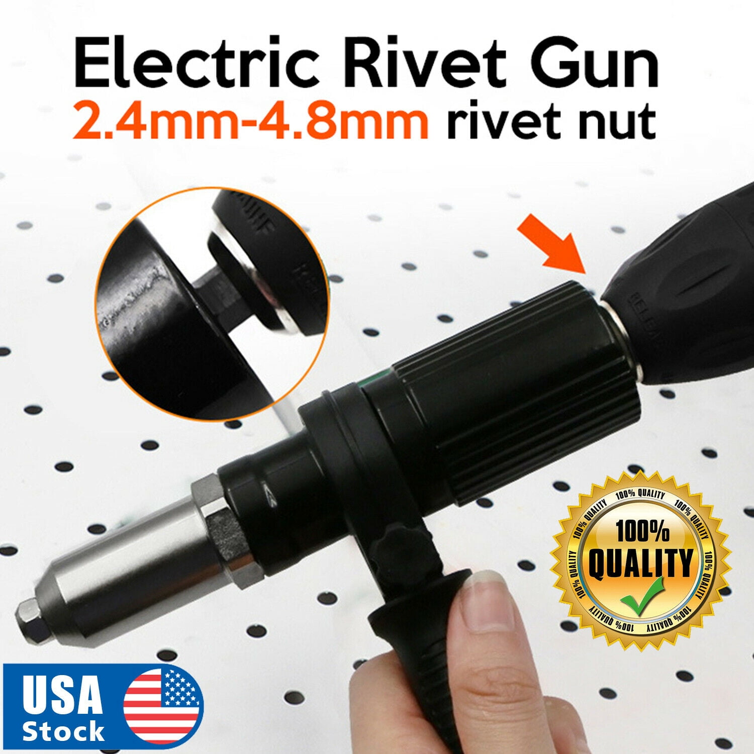 Professional Electric Rivet Nut Gun Adaptor Insert Cordless Power Drill Tool Set 