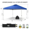 thumbnail image 4 of CROWN SHADES 12x12 Pop Up Canopy Outside Canopy Patented One Push Setup Tent Canopy Sun Shade Blue, 4 of 7