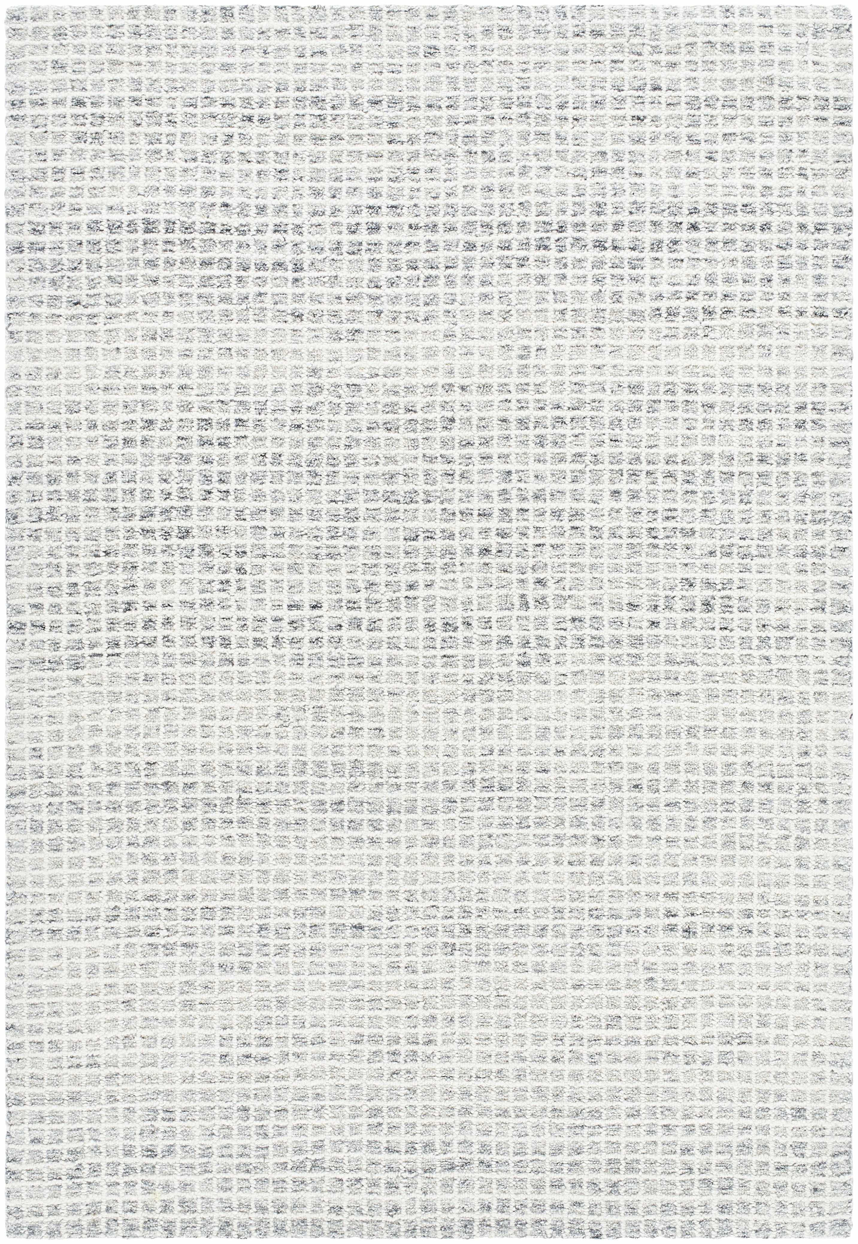 Hauteloom Anahid Wool Living Room, Bedroom Area Rug - Contemporary - Light Silver, Off White, Slate Blue - 4' x 6'