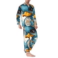 thumbnail image 2 of Salouo Cute Sunflower Blue Duck Print Button-Front Long Sleeve Pajama Set for Men, Soft 2Pjs Men's Long Sleeve Sleepwear-Large, 2 of 7