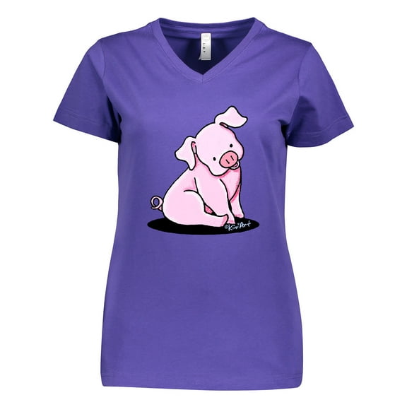 Inktastic Sitting Pig Women's V-Neck T-Shirt