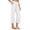 White, variant on Women's Cotton Linen Three Quarter Pants High Waisted Solid Color Casual