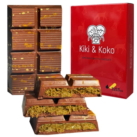 Dubai Chocolate Pistachio Bar 6.5oz, Dubai Kunafa Pistachio Chocolate Bar,Luxurious Homemade Kunafa