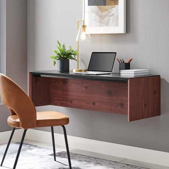 Modway Kinetic 49" Wall-Mount Office Desk in Black Cherry