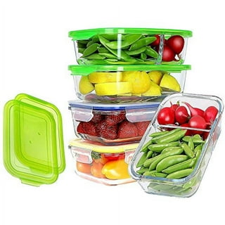 CZUMJJ Glass Meal Prep Containers 2 Compartment with Lids (5 Pack, 34oz),  Divided Glass Storage Containers for Lunch at Work, Leak-Proof Portion