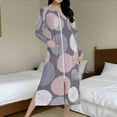 thumbnail image 2 of Women Loungewear Raglan Nightdress Full Zip Pajama Dress Print Sleepwear Brushed Blouses Clothing Full-Length Night Gowns Long Sleeve Pajamas 2025 Fall PJs Casual Trendy Cardigan, 2 of 7