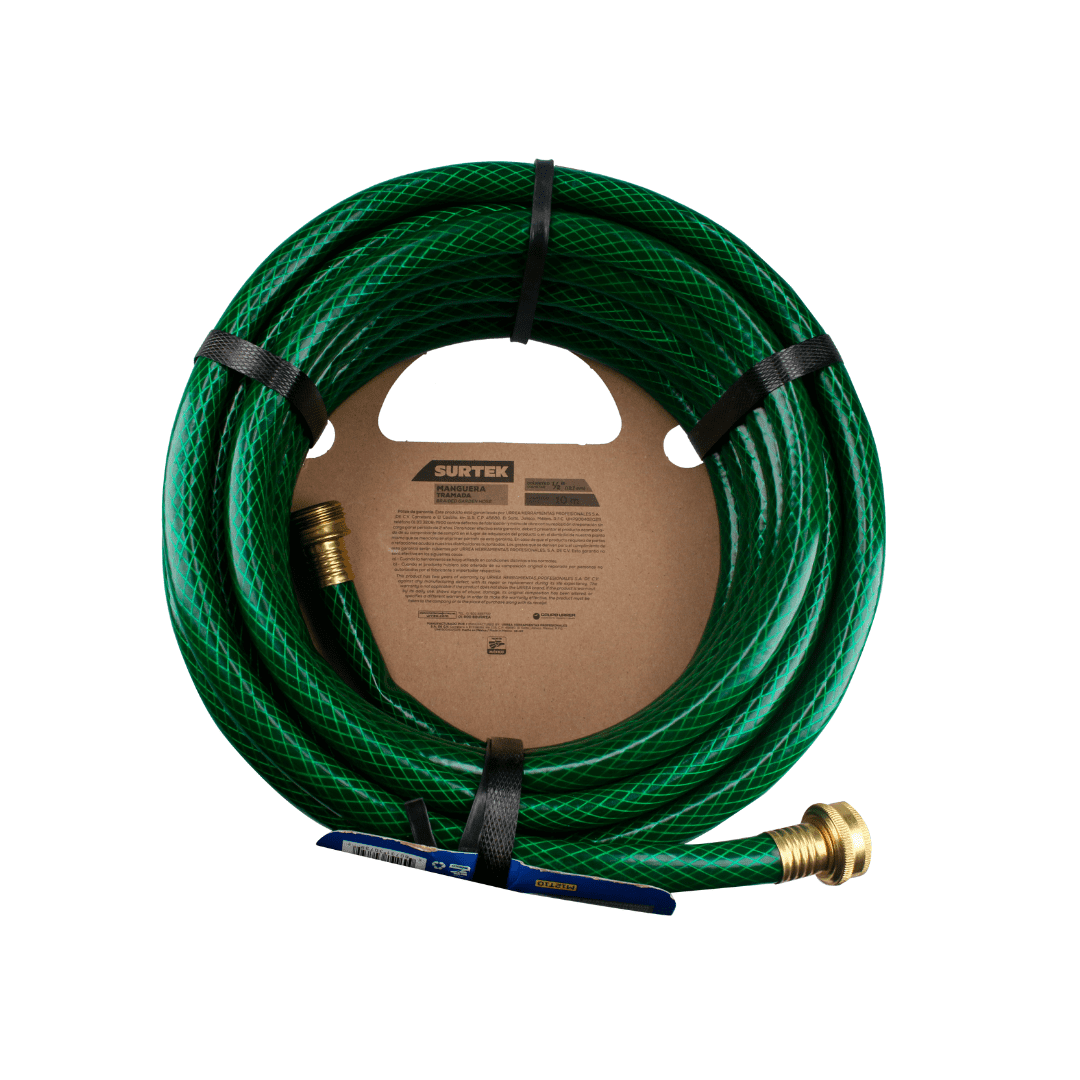 Surtek Green Woven Garden Hose, Braided Reinforced, 1/2", 100m