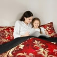 thumbnail image 5 of Erosebridal Gothic Damask Bedding Sets King with Comforter,Red Gold Victorian Floral Duvet Insert,Retro Aztec Theme Comforter Sets King Size,Breathable Room Decor Reversible，3pcs, 5 of 8