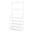 thumbnail image 2 of AuroraX Shoe Rack with Coat Rack Tall 5 Tier White Shoe Rack Organizer Free Standing Space-Saving Corner Sturdy Vertical Shoe Storage Organizer for Closet,Entryway,Door, 2 of 6