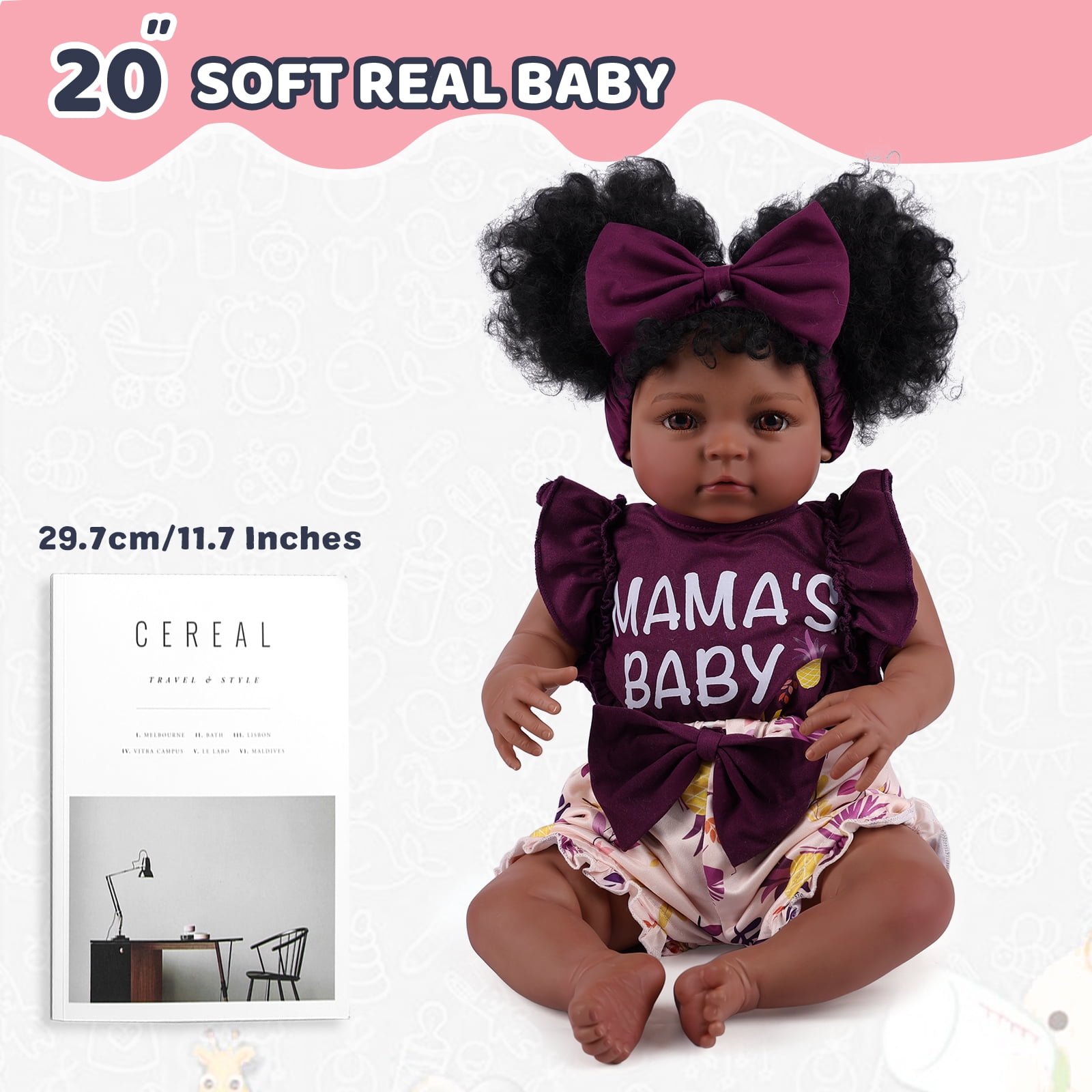 RSG Reborn Baby Doll - 20 inch Cute Soft Cloth Body Baby Doll Real life baby doll with all the accessories, perfect for cuddling, playing and gifting