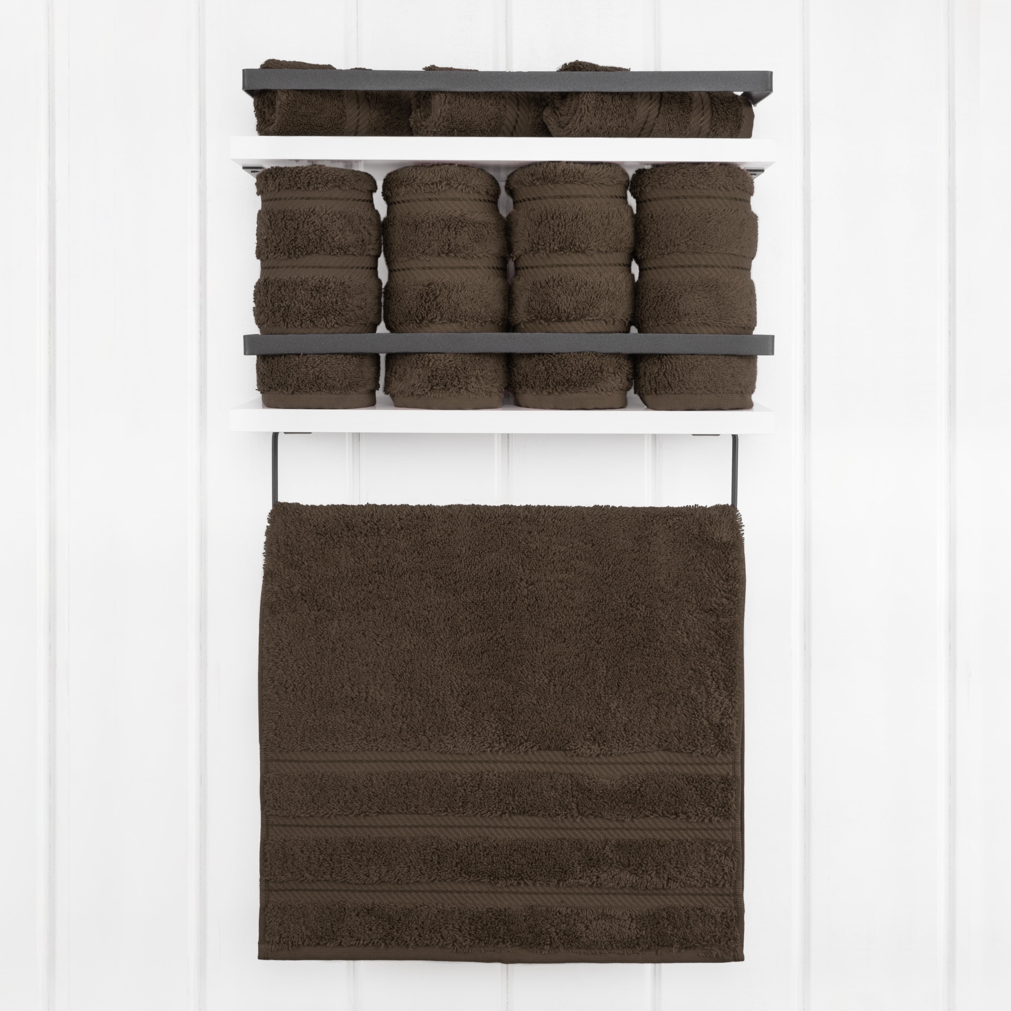 American Soft Linen Luxury Turkish Hand Towel Set, 100% Cotton 4 Piece Hand Face Towels for Bathroom and Kitchen, Brown