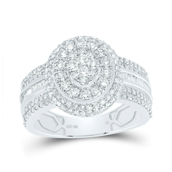 10kt White Gold 1 1/4 Cttw Diamond Fashion Oval Wedding Engagement Anniversary Ring, Women Size: 5-9
