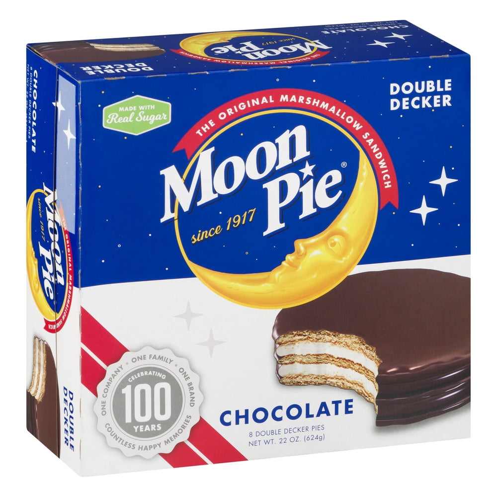 (4 pack) MoonPie Double Decker Chocolate Marshmallow Sandwich, 22 oz, 8 Count – A Rich Chocolate Snack Cake with Double Layers of Marshmallow