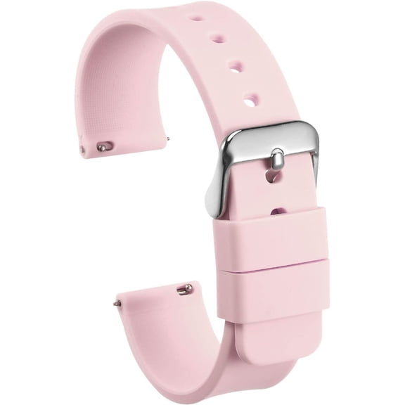 Silicone Watch Band Soft Rubber Replacement Strap with Stainless Steel Buckle for Men Women Pink 12mm
