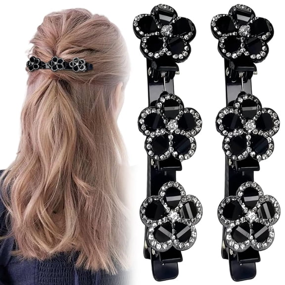 Sparkling Crystal Stone Braided Hair Clips, 2026 New Elegant Decorative Hair Accessories for Party, Easily Braided Hair Bands, Rhinestone Hairs Clips for Women and Girls (Multi-color, 2pcs)