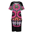 thumbnail image 3 of Vestido largo holgado de calavera de azúcar para mujer ropa Kawaii con bolsillos verano, 3 of 6