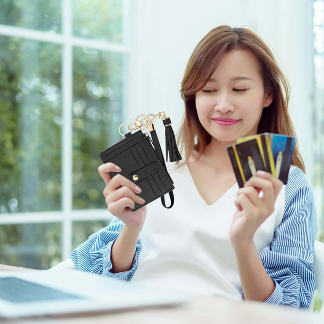 Clip Mini Wallet RFID Leather Blocking Card Holder Organizer for Everyday Use Commute Business Travel and Shopping