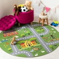 thumbnail image 2 of SAFAVIEH Kids Playhouse Ranch Crossroads Machine Washable Area Rug, Dark Green/Light Grey, 6'7" x 6'7" Round, 2 of 8
