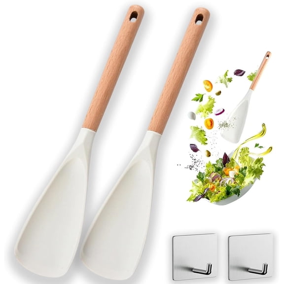 Cedar and Ash Spoonula, Multi Function Cooking Spoon for Everyday Cooking Serving, Kitchen Spoons for Mixing, Scoop, and Scrape(2PCS-A)