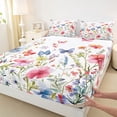 thumbnail image 3 of Homewish Chic Flowers Twin Sheet Sets 3pcs for Teens Boys Girls,Spring Garden Twin Fitted Sheet Microfiber,Flying Butterflies Breathable Flat Sheet,Lightweight Room Decor, 3 of 7