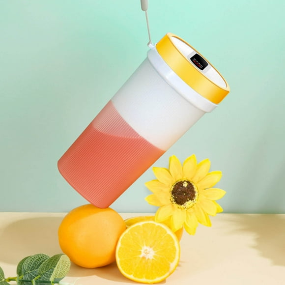 Taza de exprimidor portátil inalámbrica | Licuadora ligera ABS de 350 ml | 4 Cuchillas de Alta Velocidad 17000RPM | USB recargable, Batidora para exteriores | Correa de fácil transporte, varios
