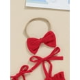 thumbnail image 6 of Hirigin Newborn Baby Girl 4th of July Romper Dress Outfit Cute Tie-up Strap Jumpsuit Summer Sling Playsuit with Headband, 6 of 7