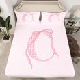 thumbnail image 2 of Erosebridal Plaid Initial C Twin Sheet Sets, Kawaii Ribbon Bedding Twin Size, Cartoon Bow Decor 3pcs, 2 of 7