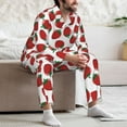 thumbnail image 7 of Fuzoiu Hand Drawn Strawberry Print Men's Long-Sleeved Pajama,Lounge Button Down Nightwear,Mens Notch Collar Pajama Set -Large, 7 of 7