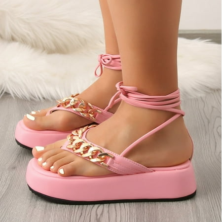 

Ykohkofe Fashion Summer Women Sandals Thick Sole Thong Strap Sexy Style Comfortable Casual Flat Bottom