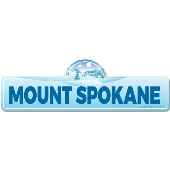 Mount Spokane Street Sign | Indoor/Outdoor | Skiing Skier Snowboarder Décor for Ski Lodge Cabin Mountian House | SignMission personalized gift