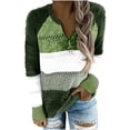 thumbnail image 1 of FAIWAD Long Sleeve Sweaters for Women Color Block Striped Plus Size Zip Knitted Pullover Tops, 1 of 6