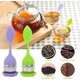 thumbnail image 4 of 2Pcs Tea Infuser, Diffuser Filter, Tea Leaf Shaped Tea Strainer, Tea Infuser with Food Grade Silicone Tea Ball Saucer & Stainless Steel Strainer (Pur, 4 of 5