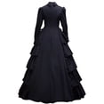 thumbnail image 3 of Women's Black Medieval Victorian Style Dress Renaissance Gothic Lace Princess Ball Gown, 3 of 5