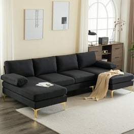 Alexent Right Hand Facing Linen Fabric Sectional Sofa with