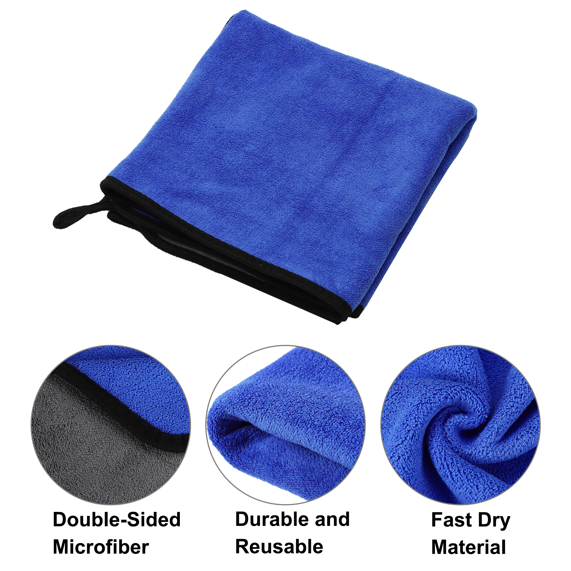 Unique Bargains 1pcs Microfibre Car Drying Towel 19.69"x39.39" Extra Large Gray Blue