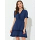 thumbnail image 2 of Vestido Mini Allegra K Manga Corta Cuello V Azul Oscuro XS, 2 of 5