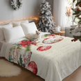 thumbnail image 3 of Christmas Balls Poinsettia Flannel Blanket for Bed,Travel and Camping, Fir Leaves Winter Snowflakes Super Soft Cozy Blanket for All Seasons 60"x80", 3 of 9