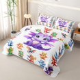 thumbnail image 3 of Feelyou Cute Kawaii Flying Dragon Twin Quilt Set for Boys Girls, Cartoon Wildlife Twin Coverlet Set, White Purple, 2 Pieces, 3 of 7
