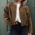 thumbnail image 4 of Chaqueta de Gamuza Sintética para Mujer, Abrigo Informal Holgado de Larga con Solapa y Estilo Urbano A . Marrón Oscuro M, 4 of 10