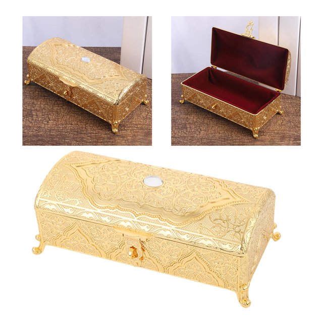 Anillos de collar vintage portátil Organizador de metal, caja de almacenamiento de joyería rectangular pequeña, estuche de baratija de moda para niñas Fernando Titular de almacenamiento