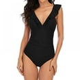 thumbnail image 1 of Women One Piece Swimsuit Ruffle Wrap Textured Beach Swimwear Bathing Suits, 1 of 5