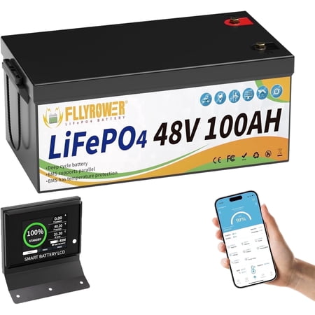 48V 100Ah Golf Cart Lithium Battery Built-in Bluetooth 200A BMS Deep Cycles LiFePO4 Battery for Golf Cart RV Solar Off-Grid Trolling Motor Home Energy Storage