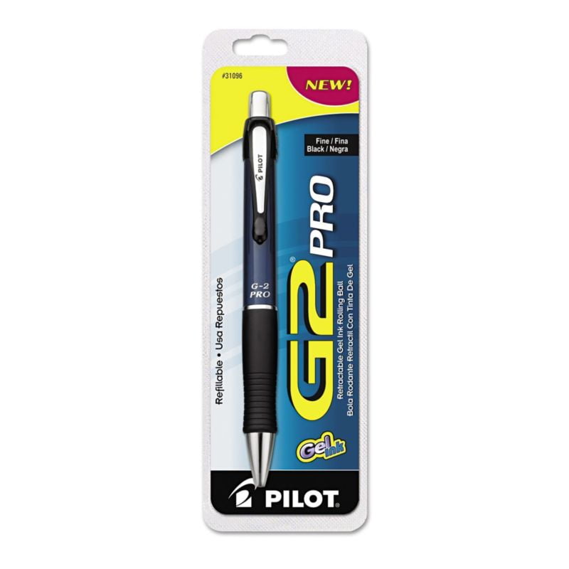 Pilot G2 Pro Roller Ball Retractable Gel Pen, Black Ink Fine