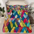 thumbnail image 2 of Homewish Teens Abstract 3D Stripes 3pcs Twin Sheet Sets,Colorful Geometric Lines Twin Fitted Sheet,Retro Vintage Breathable Flat Sheet,Luxury Bedroom Decor, 2 of 7
