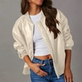 thumbnail image 4 of Sokhug Womens Faux Leather Jacket Bomber Jacket Oversized Zipper Motorcycle Jacket, White, 4 of 8