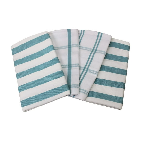 Mainstays Kitchen Towels 4 pack, 100% Cotton, 16 x 28 in, Porcelain Blue