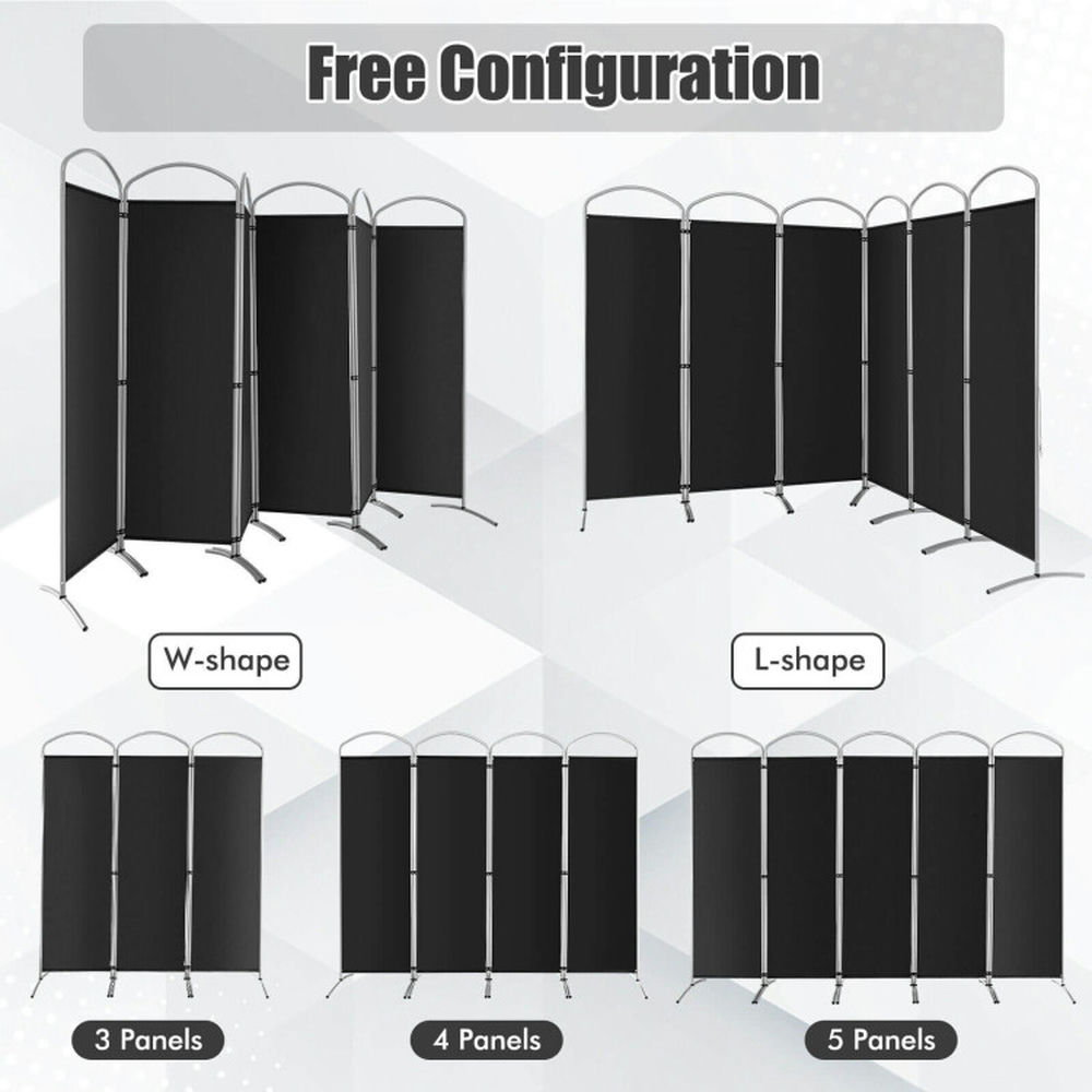 Resenkos Room Separator, Room Divider Panel,6 Feet 6-Panels Freestanding Folding Privacy Screen-Black